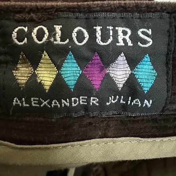 VTG Corduroy Pants Colours Alexander Julian 34* Preppy Grandpacore Pleated Cords - Picture 7 of 11